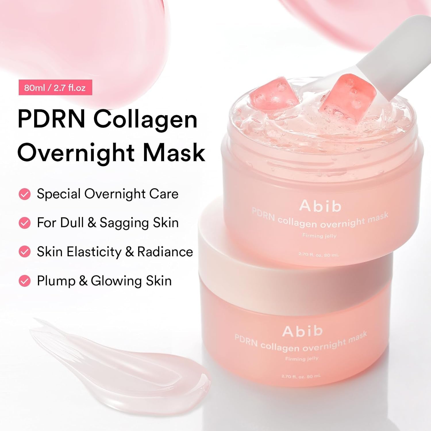 Abib PDRN Collagen Overnight Face Mask Firming Jelly 2.7 Fl Oz | Korean Sleeping Mask for Rejuvenation | Elasticity Boost & Plumping