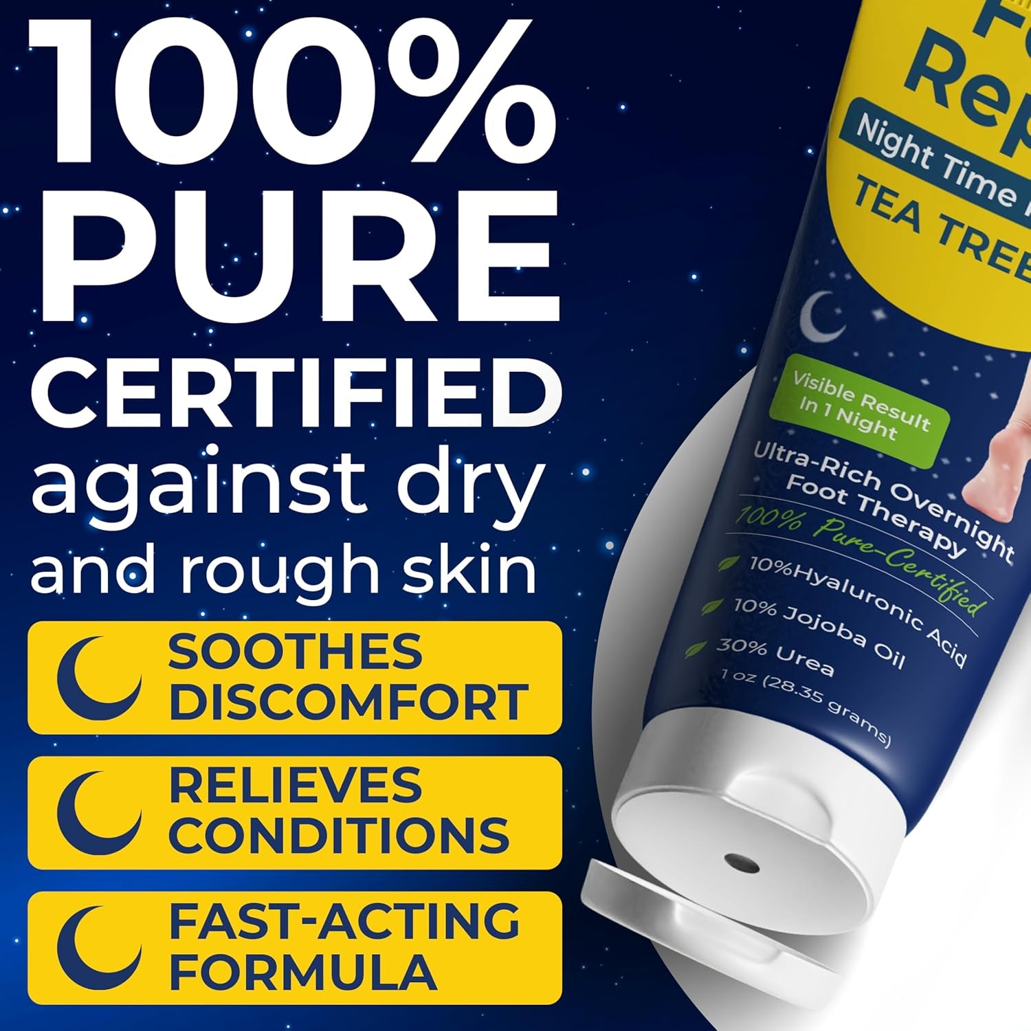 Foot Cream for Dry Cracked Heels and Feet – Tea Tree Oil Heel Cream | Cracked Heel Treatment & Ultra-Rich Overnight Foot Repair | Softens, Soothes & Restores Rough Skin | Fast-Absorbing, 6.14 Oz