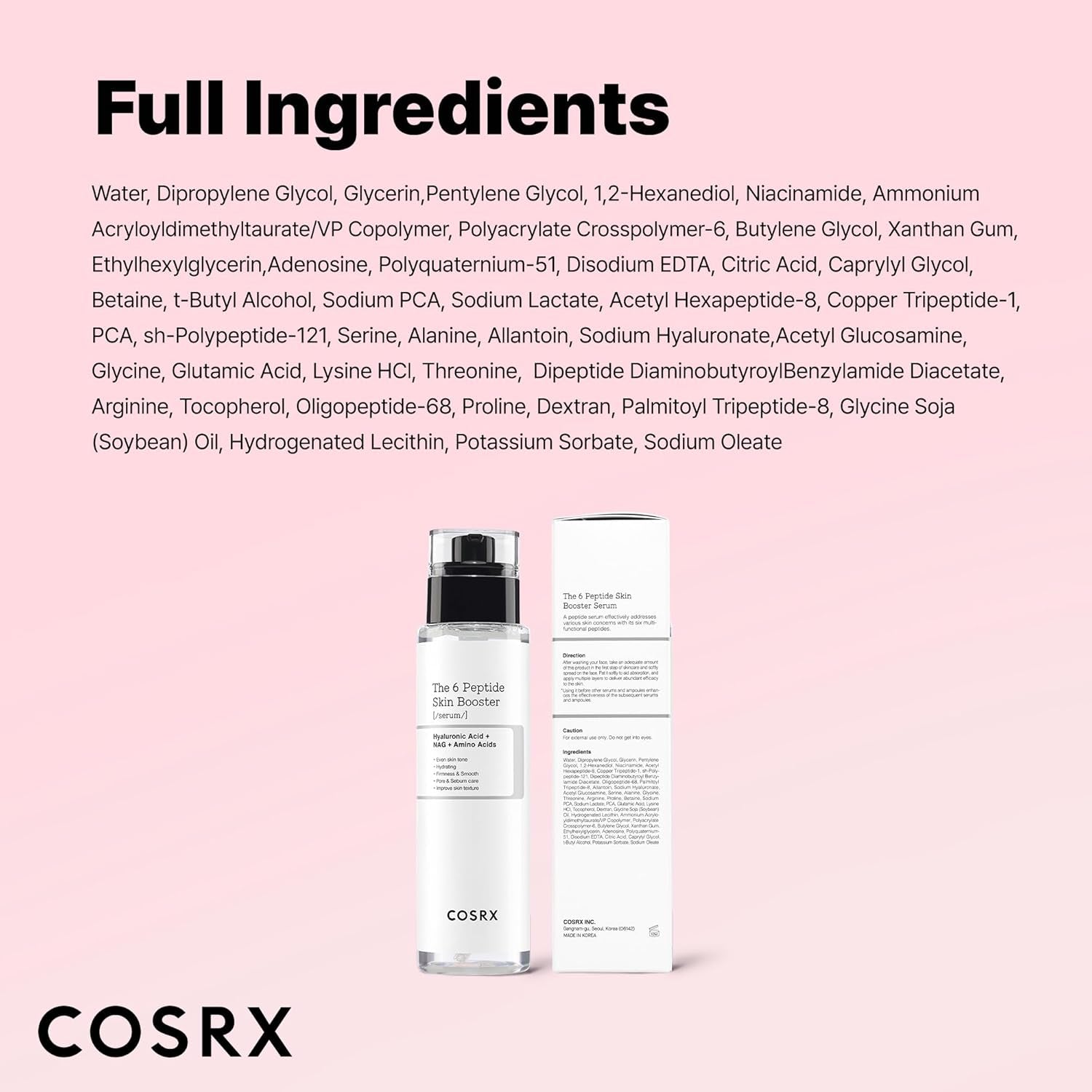 COSRX 6X Peptide Collagen Skin Booster Toner Serum for Dull & Uneven Skin, Preps Skin with Copper Peptides, Ghk-Cu, Skin Renewal Boosting Facial Essence, Korean Skin Care, 5.07 Oz, Mothers Day Gifts