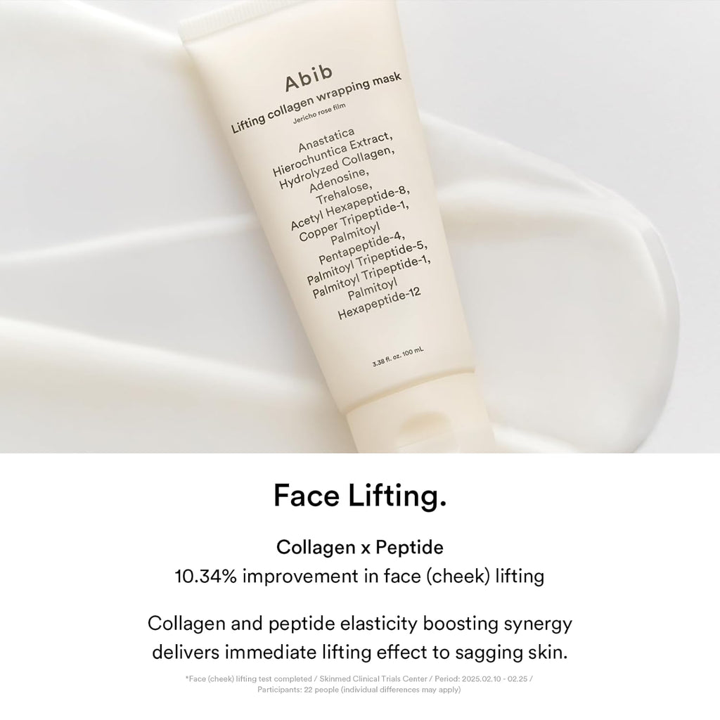Abib Collagen Overnight Wrapping Mask Jericho Rose, Peel off Face Mask for Glass Skin & Pore Tightening, Lifting & Firming Korean Skincare 3.38 Fl.Oz
