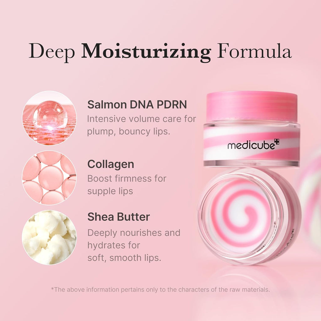 Medicube PDRN Lip Sleeping Mask Glow Balm | Salmon PDRN, Collagen, Shea Butter for Softer Lips, Long-Lasting Moisture, Overnight and Daily Lip Care, Korean Skincare 0.35 Oz.