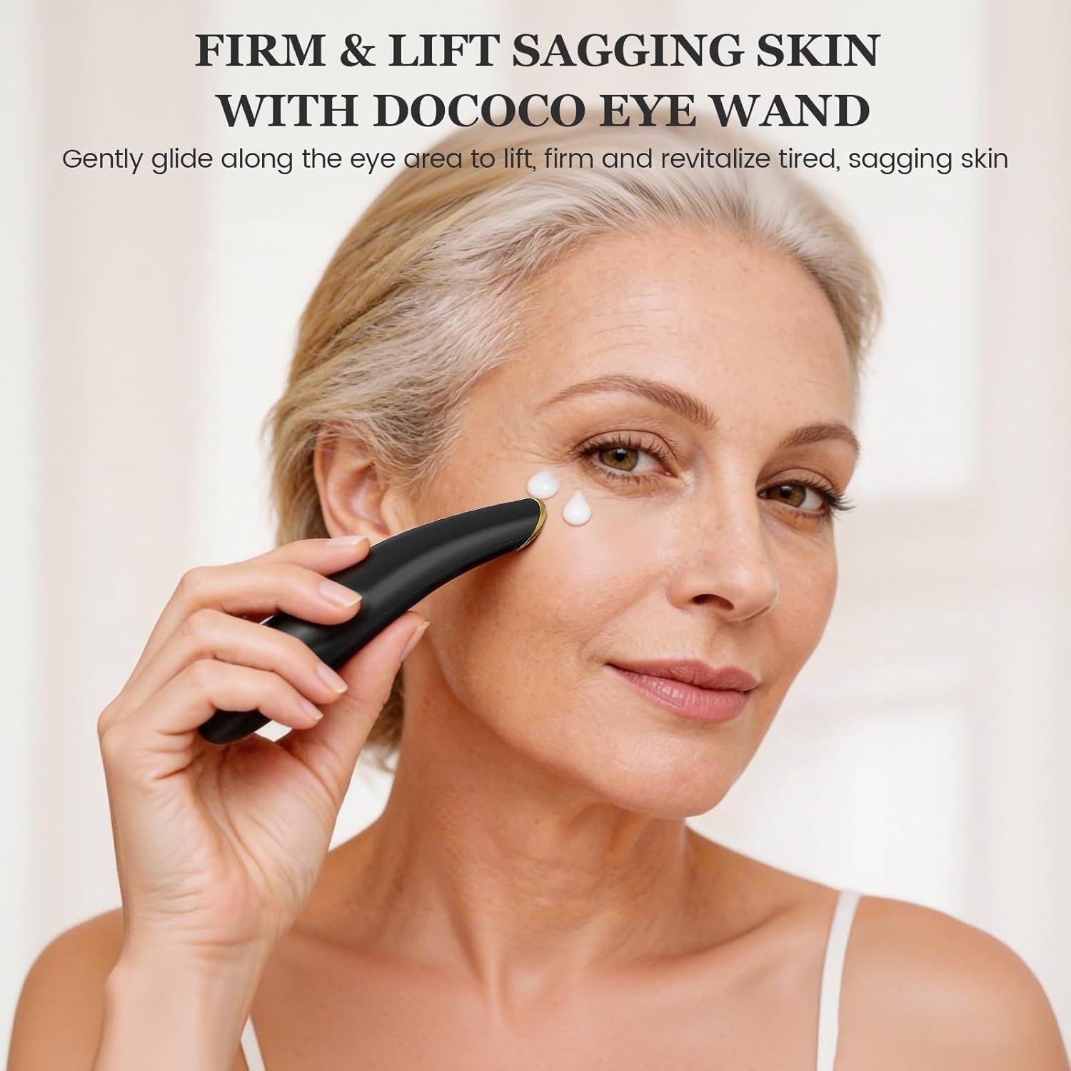 Eye Lift Wand, 3 Modes Eye Massager Wand, Eye Massager for Dry Eyes, Dark Circles and Puffiness, Eye Lifting Device for Fine Lines, Black
