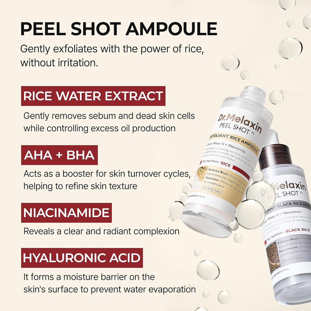Dr.Melaxin Peel Shot Care Set Black Rice Peeling White Rice Peel Shot Toner Korean Skin Care Cosmetics