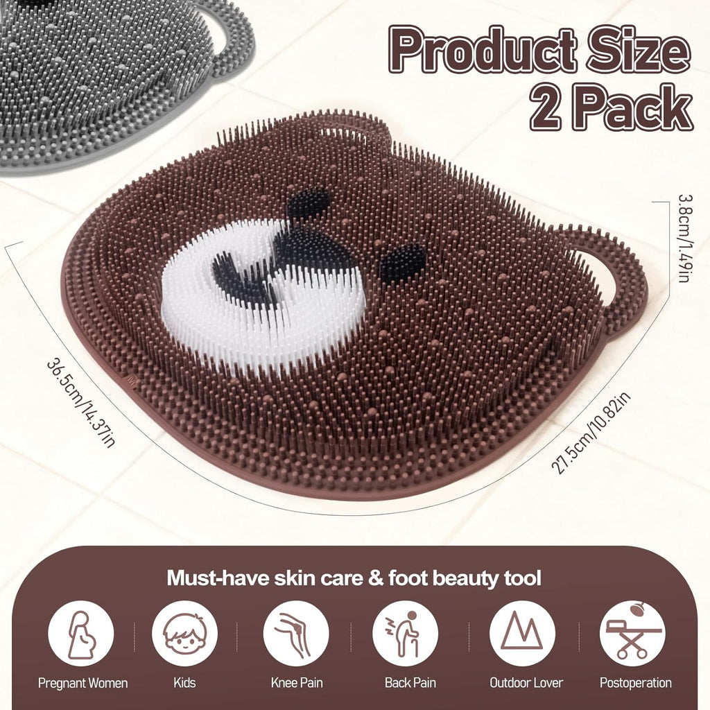 Foot Scrubber Mat in Shower 2 Pack Large - Silicone Foot Bath Exfloating Feet Deep Clean Brush Massager Acupressure Pad Improve Circulation & Feet Relief for Men Women Kids Children Cf&Gy