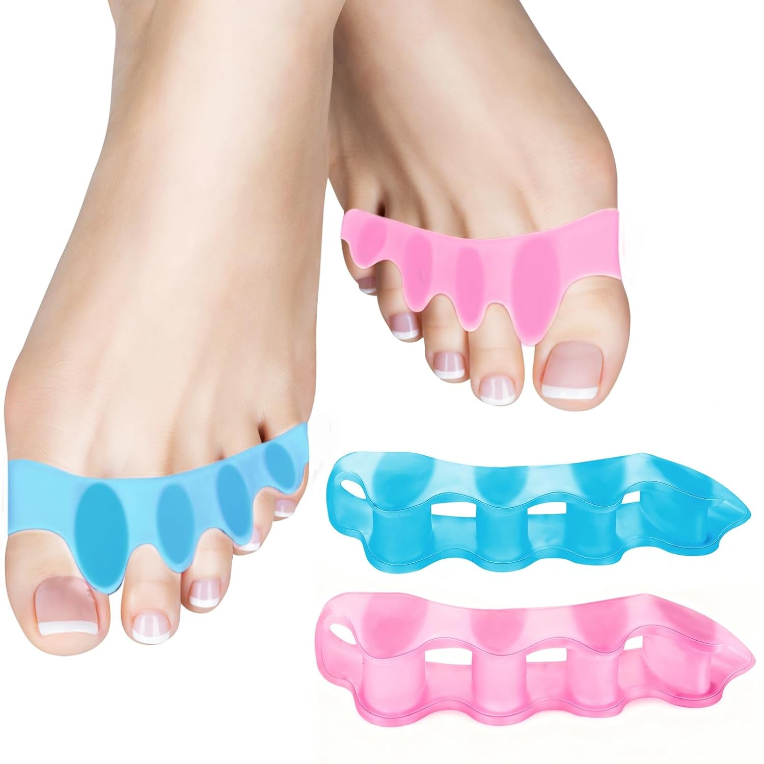SUNFATT Toe Separators for Pedicure,Toe Separators for Women,Pedicure Toe Spacers for Separating Toenails or Nails,Easy Finger and Toenail Polish Grooming,Soft Gel Toe Spacers Pedicure Kit.