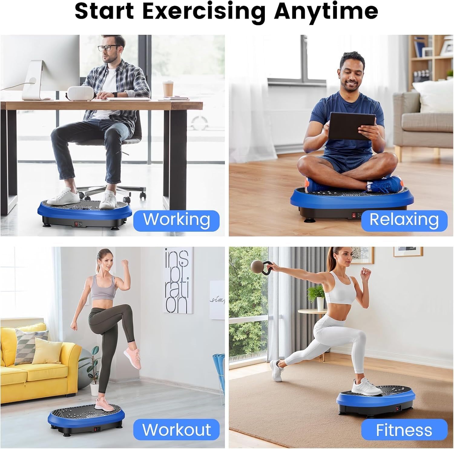 Vibration Plate Exercise Machine, Vibrating Fitness Platform for Lymphatic Drainage, Full Body Shaker Workout Equipment, Bluetooth Power Shaping Vibrate Plate, Board Sport for Home Exercise Gym