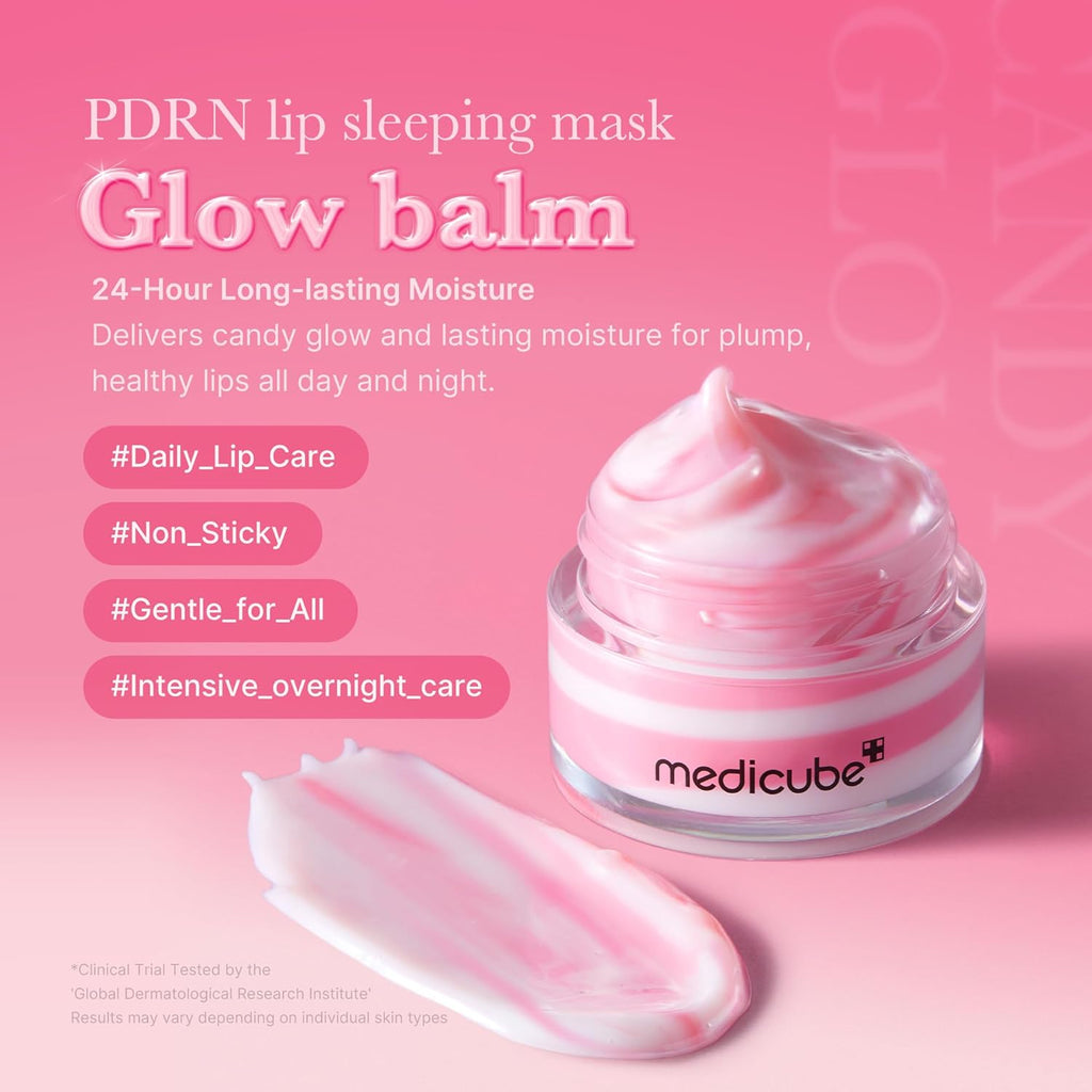 Medicube PDRN Lip Sleeping Mask Glow Balm | Salmon PDRN, Collagen, Shea Butter for Softer Lips, Long-Lasting Moisture, Overnight and Daily Lip Care, Korean Skincare 0.35 Oz.