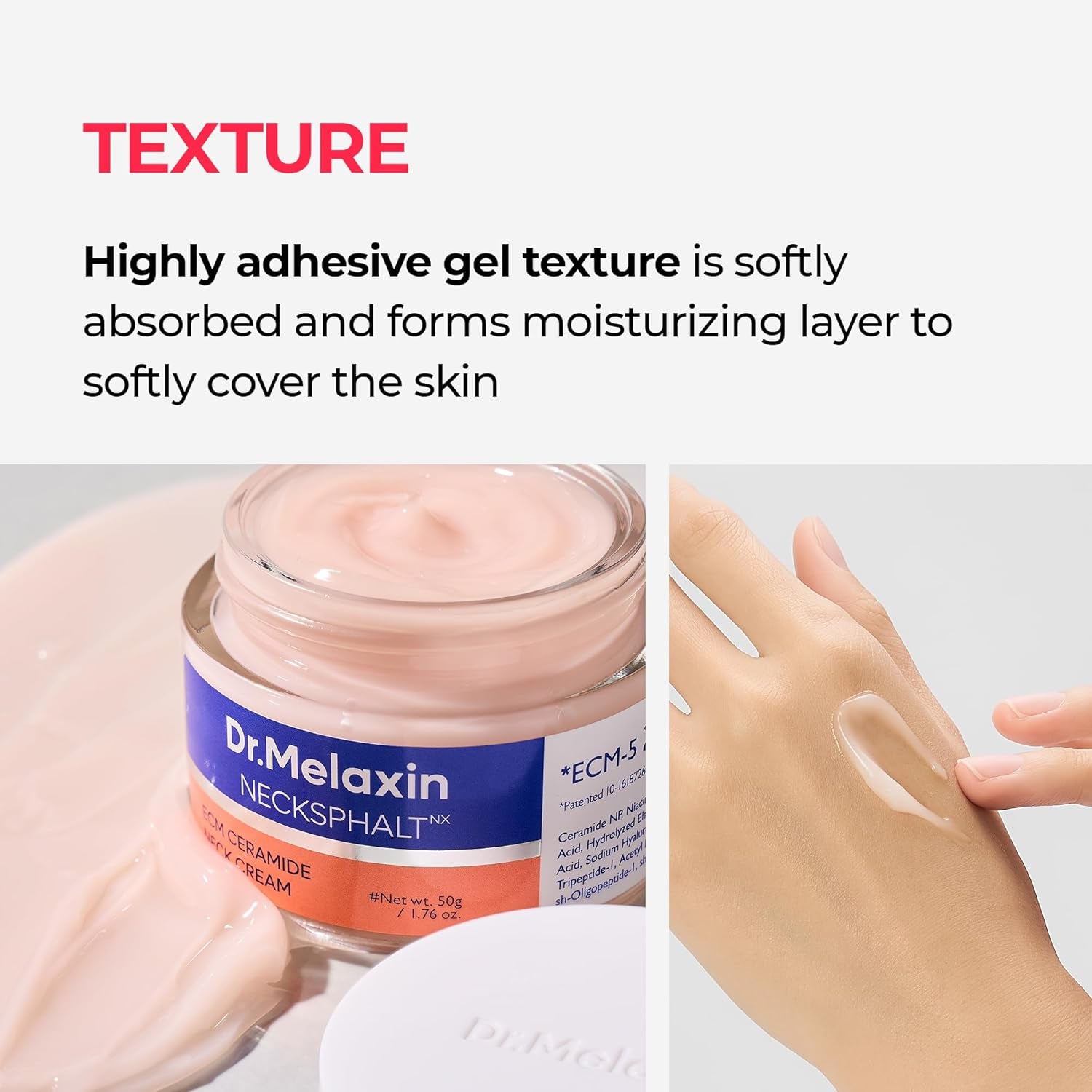 Dr.Melaxin Necksphalt Firming Cream with ECM-5 20,000Ppm, Firming & Lifting Neck Cream for Wrinkles & Sagging Skin, Ceramide & Collagen for Elasticity & Radiant Glow, 1.76 Fl.Oz