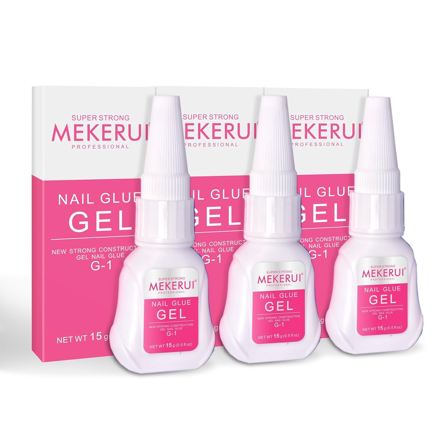 MEKERUI Super Strong Nail Glue Gel 15G – Air-Dries in 7 Seconds, No UV Lamp Needed, Waterproof & Long-Lasting for Press-On Nails
