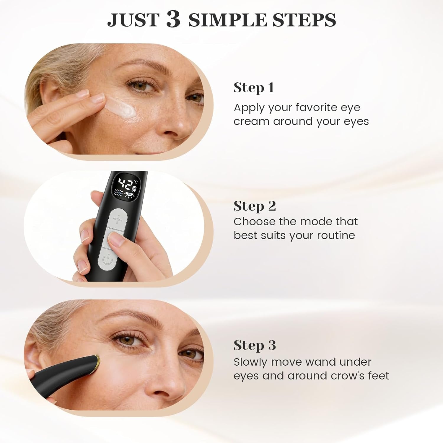 Eye Lift Wand, 3 Modes Eye Massager Wand, Eye Massager for Dry Eyes, Dark Circles and Puffiness, Eye Lifting Device for Fine Lines, Black