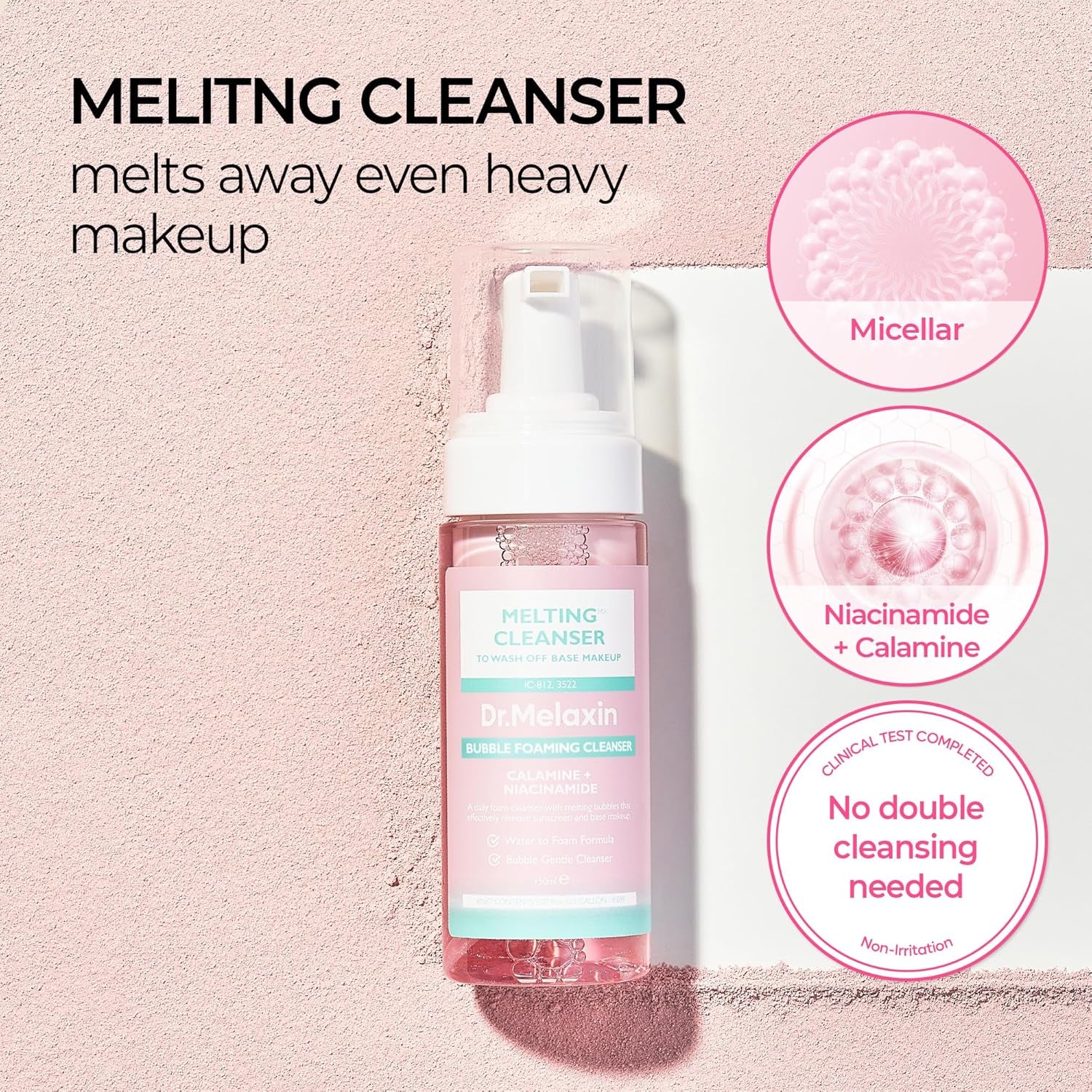 Dr.Melaxin Melting Cleanser - Hypoallergenic Makeup Remover with Quick Bubble, Deep Pore Cleansing for All Skin Type, 150Ml