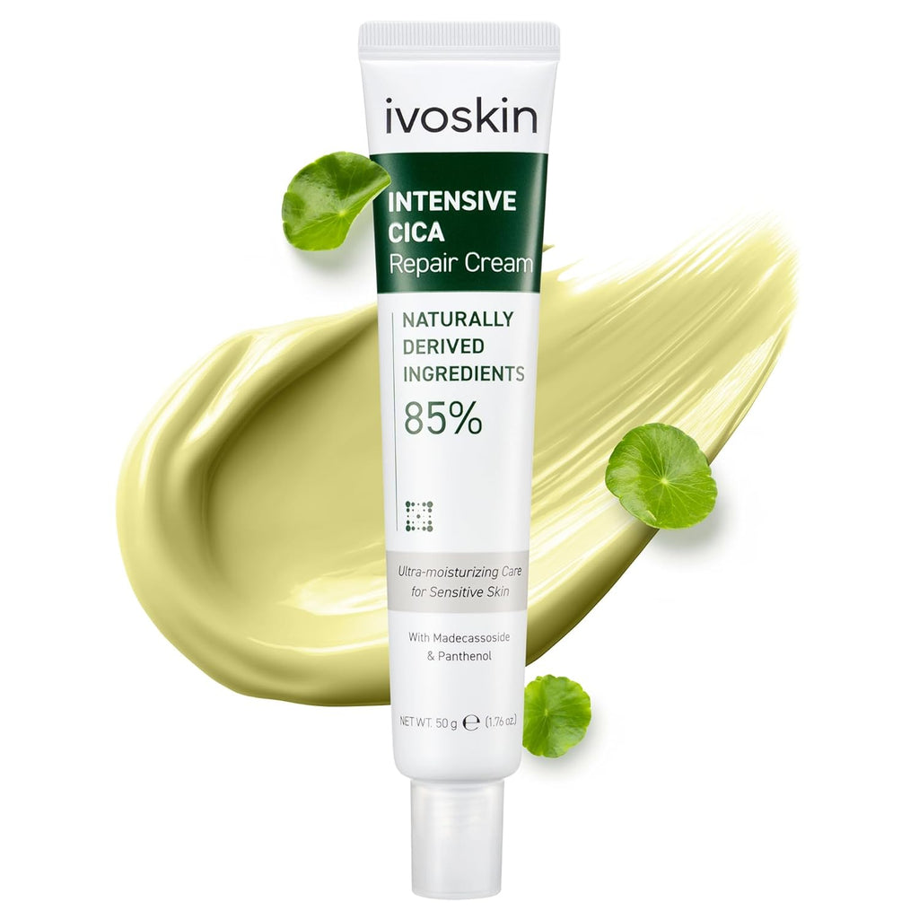 IVOSKIN Cica Redness Relief Treatment Cream, Soothing & Hydrating Green Correcting Moisturizer with Madecassoside, Helps Repair Skin Barrier for Sensitive Skin, Vegan, Korean Skincare (1.76Oz / 50G)