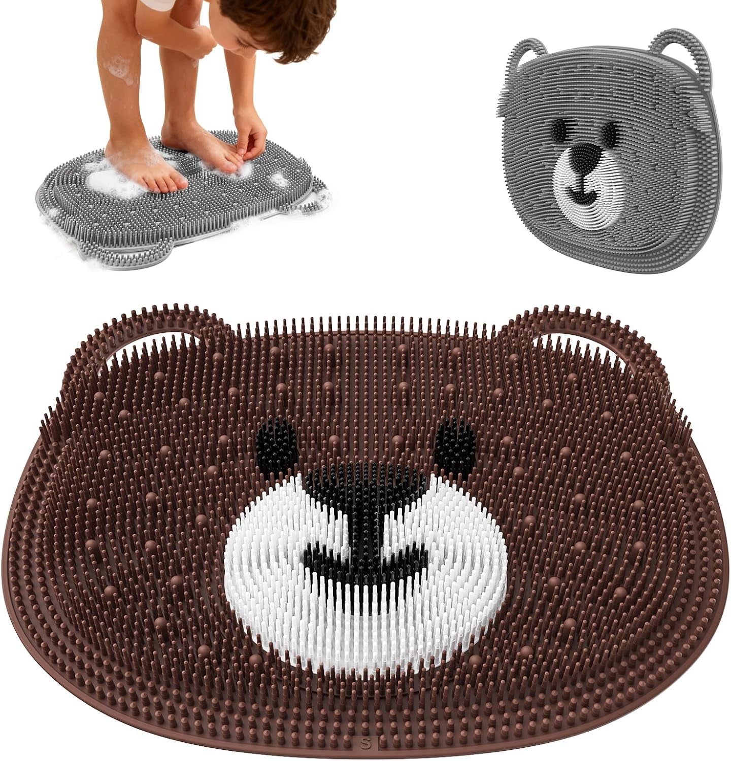 Foot Scrubber Mat in Shower 2 Pack Large - Silicone Foot Bath Exfloating Feet Deep Clean Brush Massager Acupressure Pad Improve Circulation & Feet Relief for Men Women Kids Children Cf&Gy