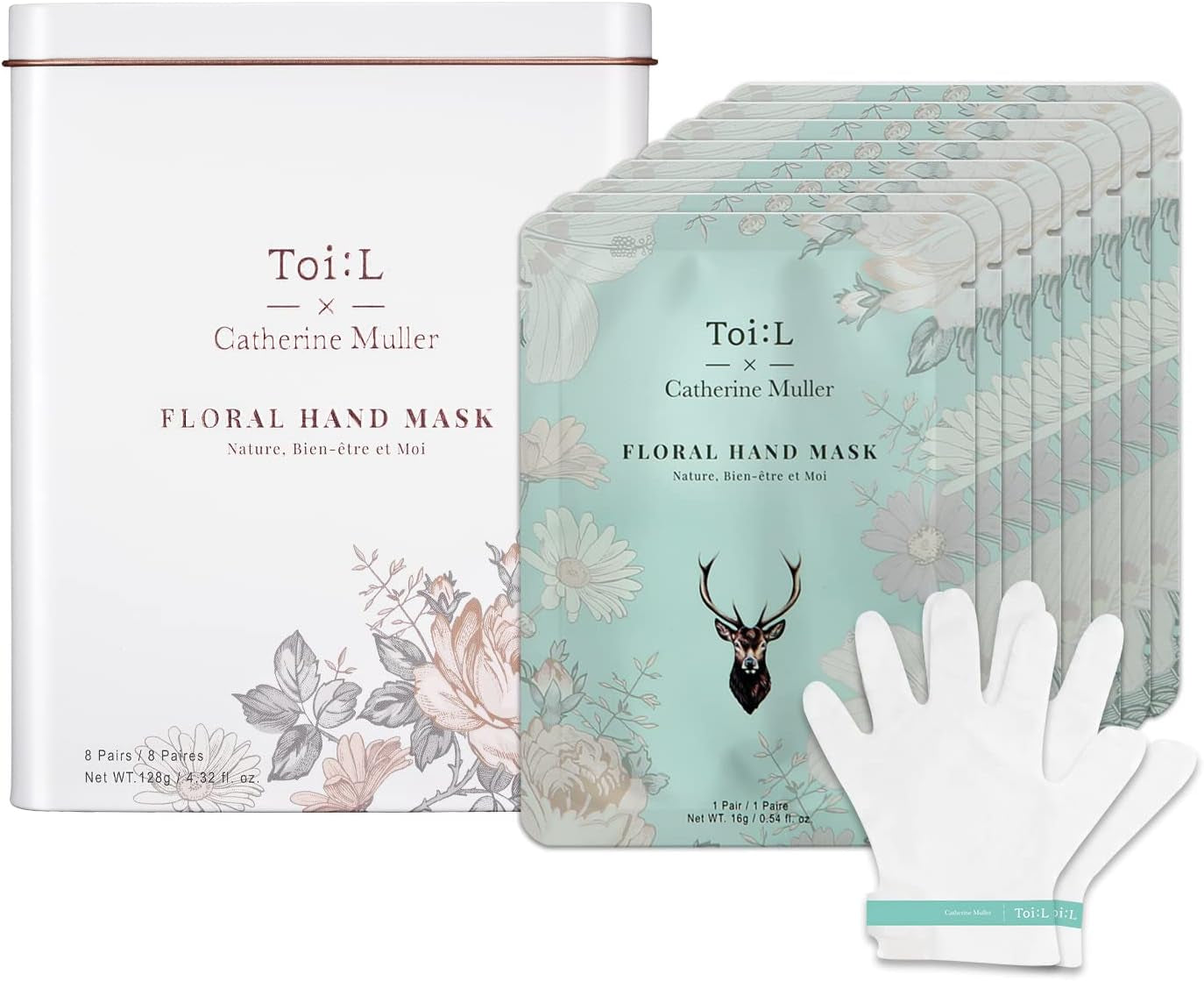 Extra Silky Hand Mask 5 Pairs, Moisturizing Gloves for Dry Hands with White Truffle, Green Caviar & Peptides, Repairing and Softening Hand Care Treatment for Aging, Cracked, and Dry Skin