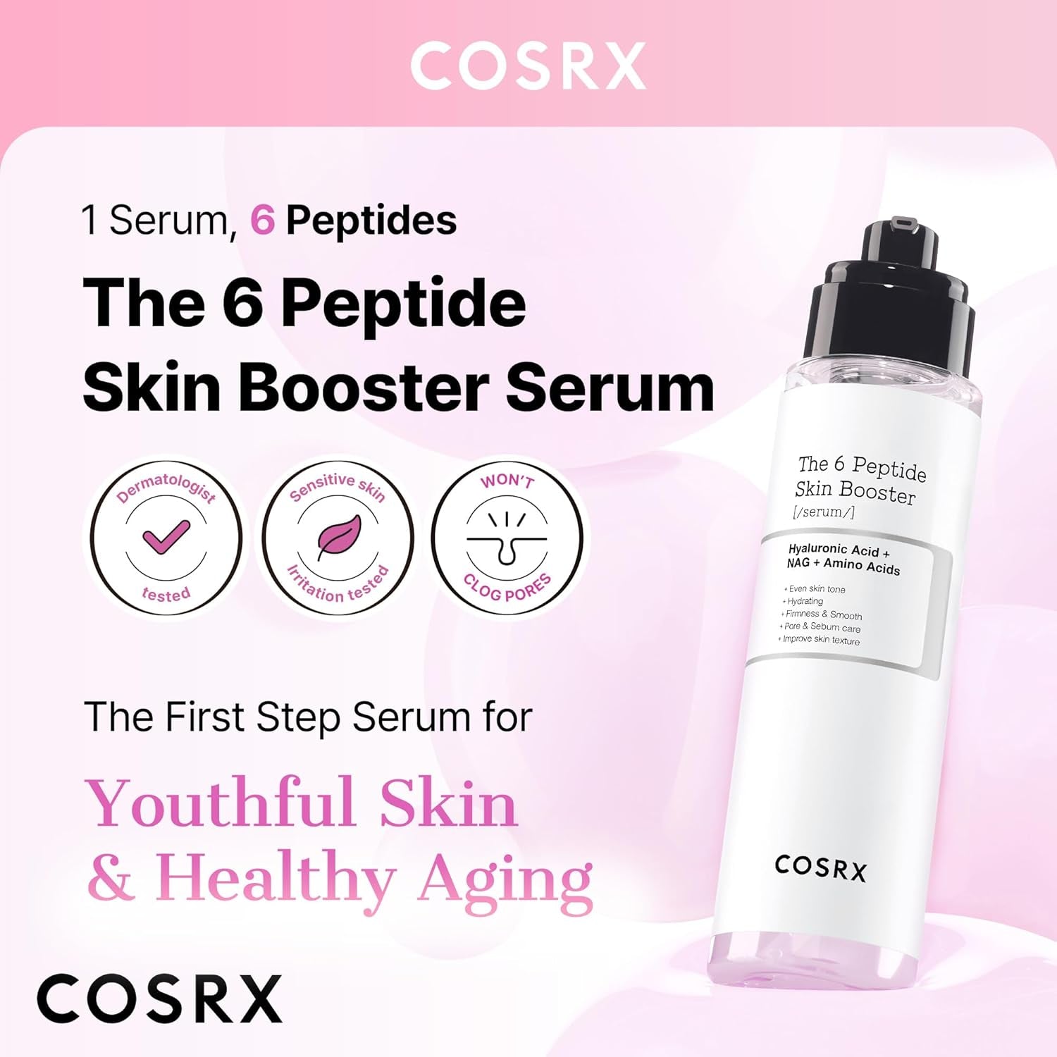 COSRX 6X Peptide Collagen Skin Booster Toner Serum for Dull & Uneven Skin, Preps Skin with Copper Peptides, Ghk-Cu, Skin Renewal Boosting Facial Essence, Korean Skin Care, 5.07 Oz, Mothers Day Gifts