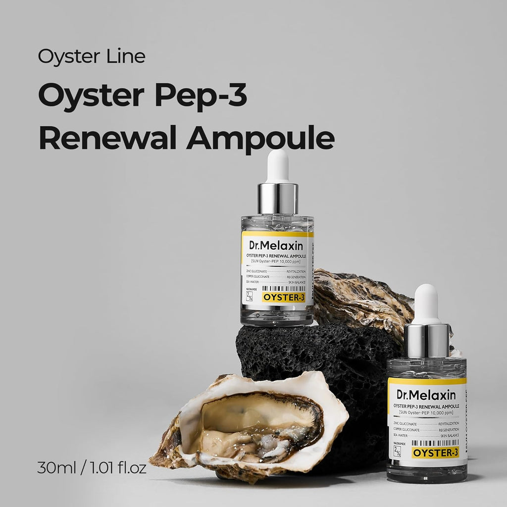 Dr.Melaxin Oyster Pep3 Renewal Ampoule for Plumping, anti Aging, Hydrating Face | Visibly Smooth and Glowy Skin, Korean Skincare, 1.01 Fl Oz(30Ml)