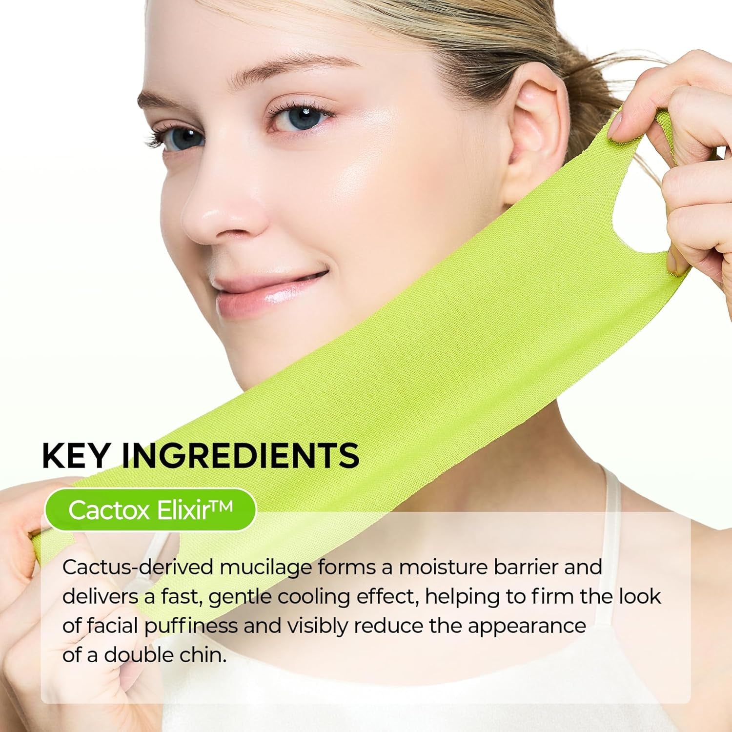 Dr.Melaxin CACTOX V-Lifting Mewing Band – Cactox + Caffeine + Collagen Double Chin Lifting Band for Sagging Jawline & Facial Puffiness | 115.49% Jaw & Chin Lifting Improvement | Korean V-Line Lifting
