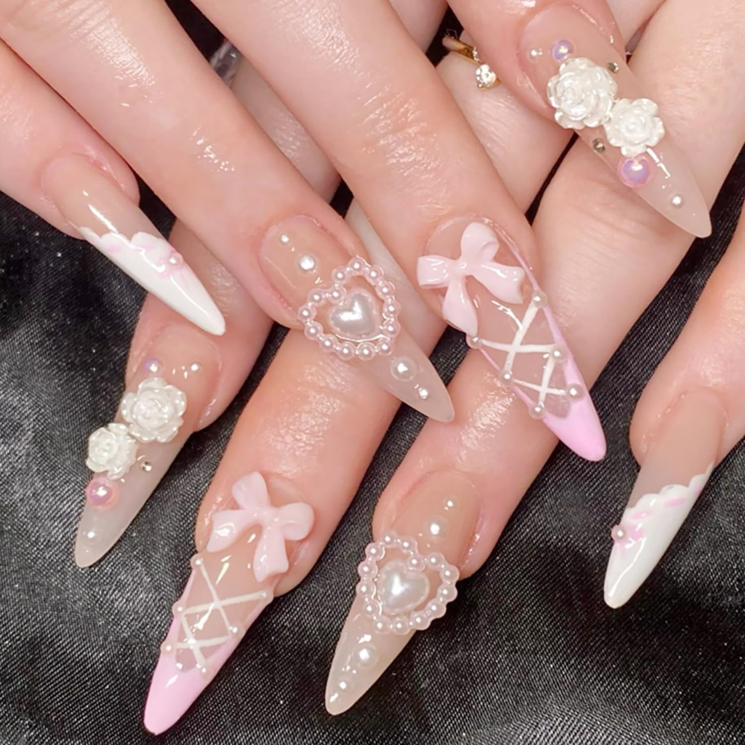 24Pcs Medium Almond Press on Nails French Tip Fake Nails with Brown Leopard Gold Line Design Glossy Reusable False Nail Artificial Acrylic Nails Press Ons Holiday Stick on Nails for Women DIY Manicure