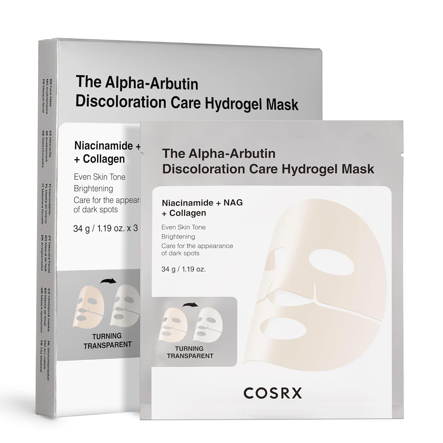 COSRX Advanced Snail Mucin Glass Glow Hydrogel Face Masks Skincare 3 EA, Collagen Face Mask, Travel Essentials, Overnight Face Mask, Korean Skin Care