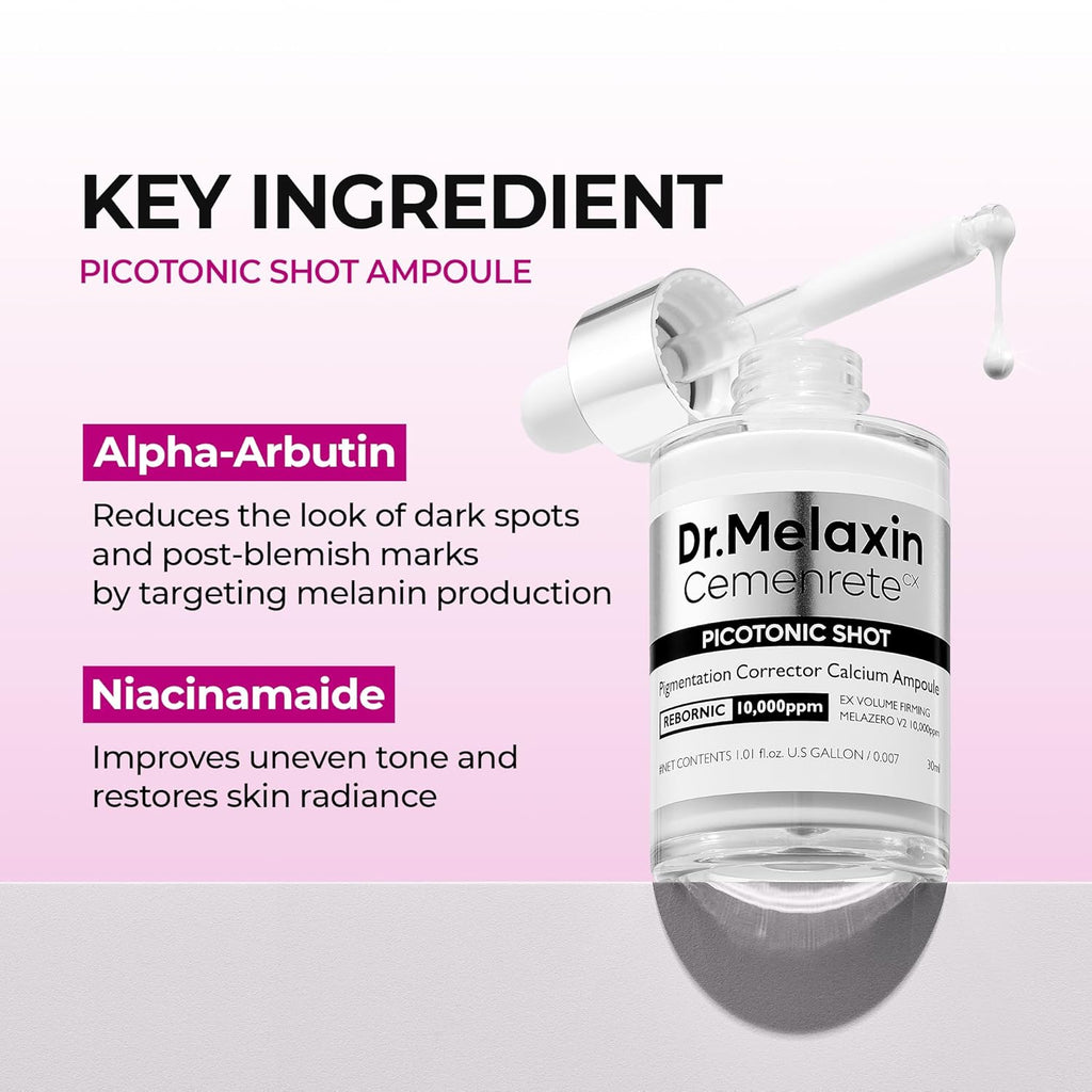 Dr.Melaxin Picotonic Shot Serum with Alpha-Arbutin & Niacinamide, Firming Density Serum for Even Skin Tone, Anti-Aging & Dark Spot Care, 1.01 Fl.Oz