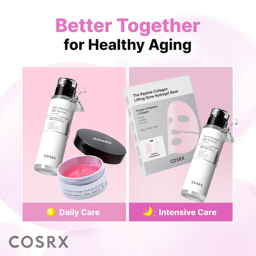 COSRX Pink Peptides Collagen Hydrogel Eye Patch for Puffy Eyes, Dark Circles & Fine Lines, Cooling under Eye Patches (60), Korean Skin Care