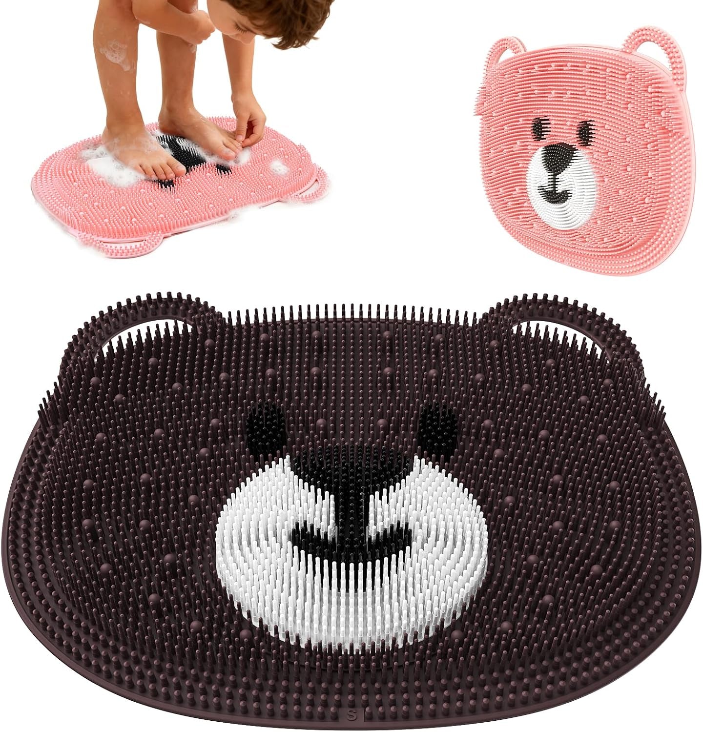 Foot Scrubber Mat in Shower 2 Pack Large - Silicone Foot Bath Exfloating Feet Deep Clean Brush Massager Acupressure Pad Improve Circulation & Feet Relief for Men Women Kids Children Cf&Gy