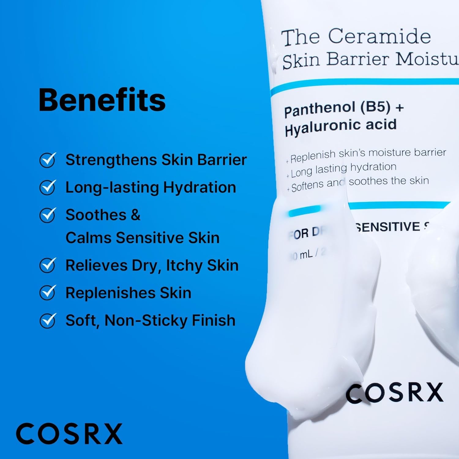 COSRX Ceramide Skin Barrier Moisturizer for Face with 7 Ceramides, Hyaluronic Acid & Panthenol for All Skin Types, 2.7 Oz, Korean Face Moisturizer Cream, Korean Skin Care, Mothers Day Gifts for Mom