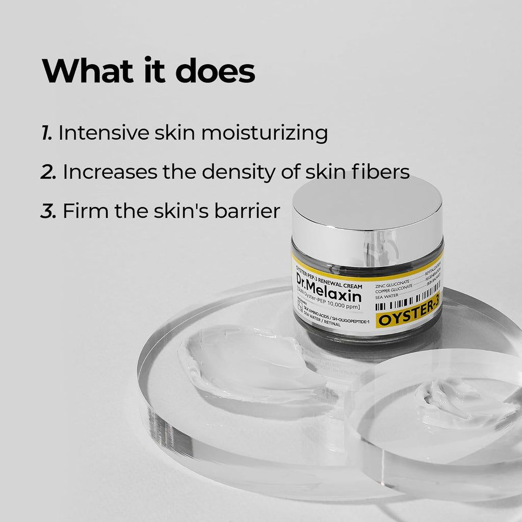 Dr.Melaxin Oyster Pep3 Renewal Cream | Daily Anti-Aging Face Moisturizer, Skin Elasticity & Reduce Wrinkle, 50Ml,1.69 Fl Oz.