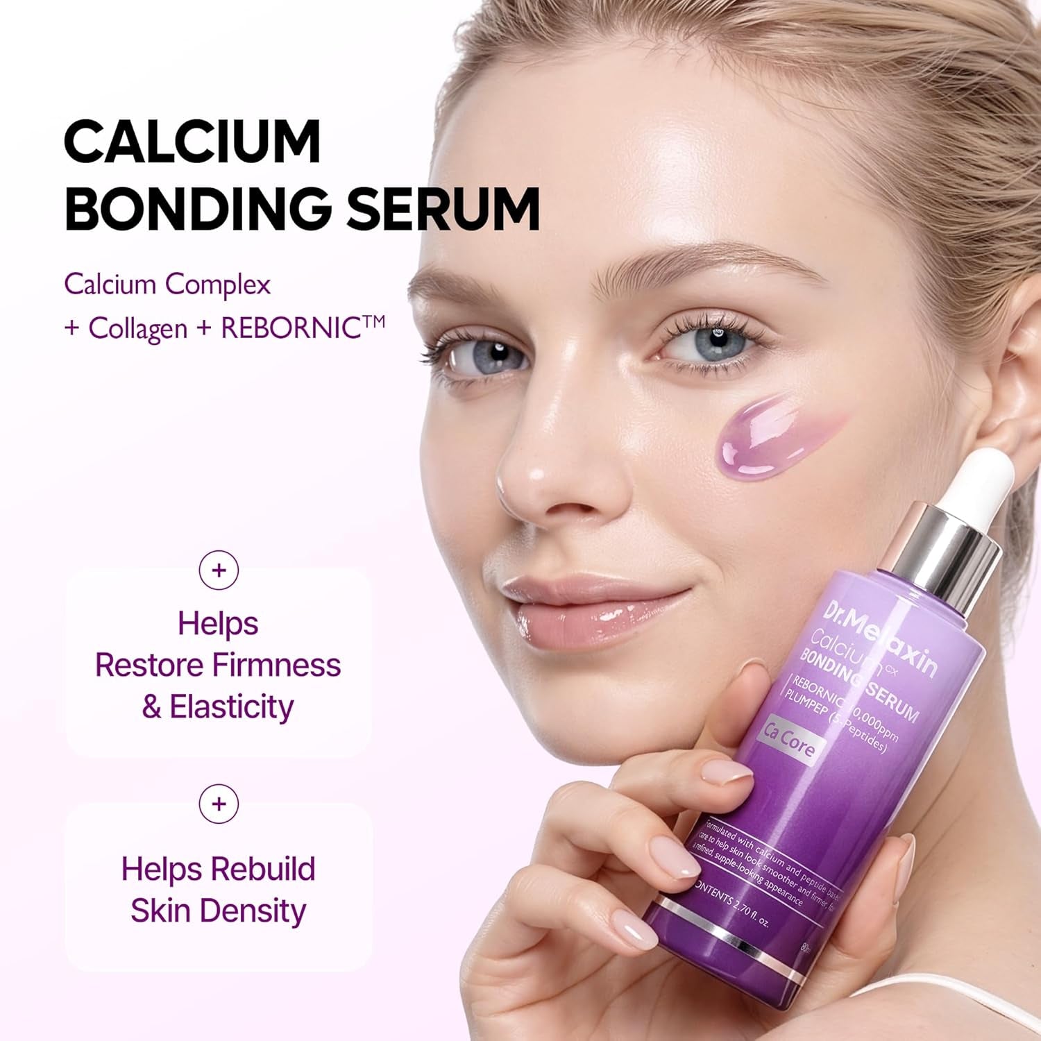 Dr.Melaxin Calcium Bonding Serum with REBORNIC 10,000Ppm, Firming & Volumizing Serum for Sagging Skin, Calcium Complex & Collagen for Elasticity & Skin Density, 1.69 Fl.Oz