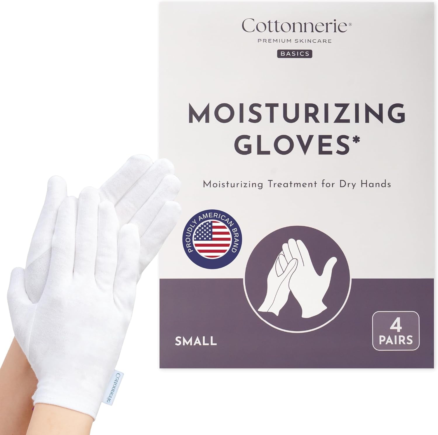 4 Pairs Cottonnerie Organic Cotton Gloves for Dry Hands Sleeping, Moisturizing Gloves Overnight, Hand Moisturizer Gloves, Moisture Gloves for Dry Hands Overnight, Sleeping Gloves, Medium