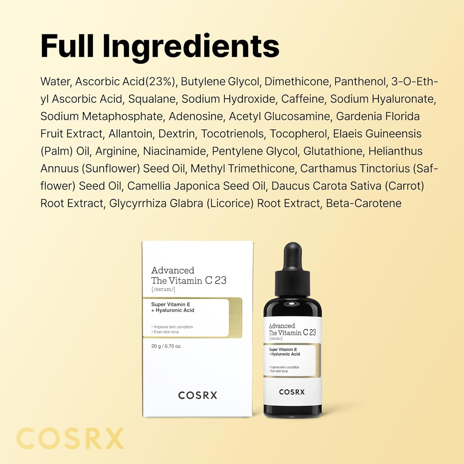COSRX Advanced Pure Vitamin C 23% Serum with Vitamin E & Glutathione, Korean Vitamin C Serum for Fine Lines, Uneven Skin Tone & Dull Skin, 0.7Oz, Korean Skin Care, Mothers Day Gifts for Mom & Wife