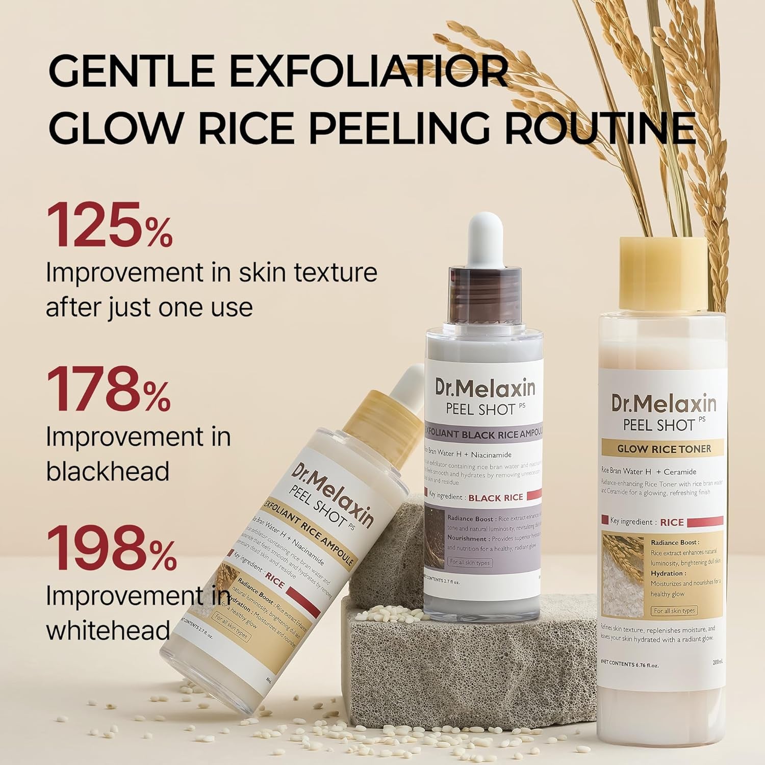 Dr.Melaxin Peel Shot Care Set Black Rice Peeling White Rice Peel Shot Toner Korean Skin Care Cosmetics