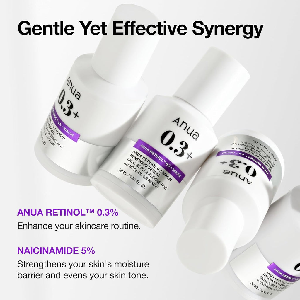 Anua Retinol Serum for Anti-Aging, Textured Skin | 0.3% Retinol, 5% Niacinamide, 20+Soothing Ingredients Gentle for Beginner (30Ml /1.01 Fl.Oz.)