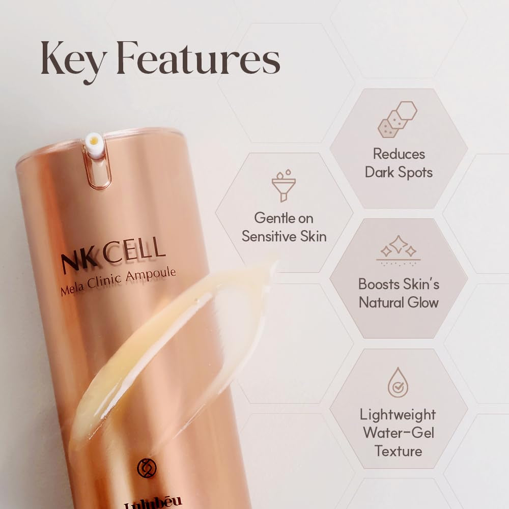 Mela Clinic Ampoule with NK Cell Technology, Skin Tone Care Serum with Tranexamic Acid, Glutathione & Bisabolol, 0.5 Fl Oz