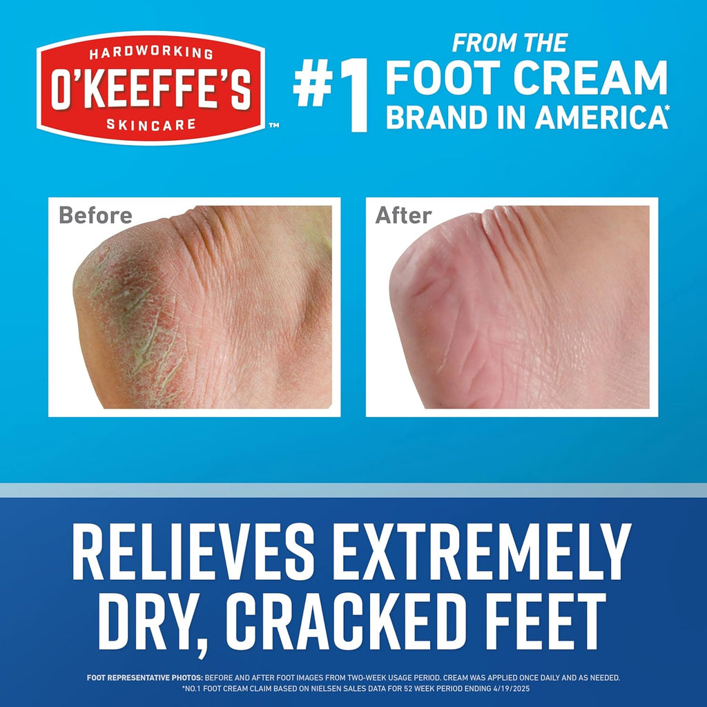 O'Keeffe'S for Healthy Feet Foot Cream - 3.2 Oz Jar (1 Pack) - Guaranteed Relief for Extremely Cracked, Dry Feet, Repairing Skincare, Instantly Boosts and Retains Moisture Levels