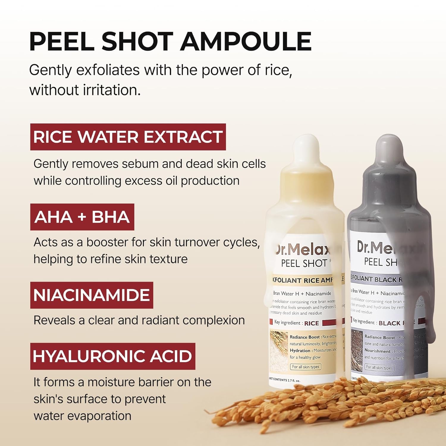 Dr.Melaxin Peel Shot Care Set Black Rice Peeling White Rice Peel Shot Toner Korean Skin Care Cosmetics