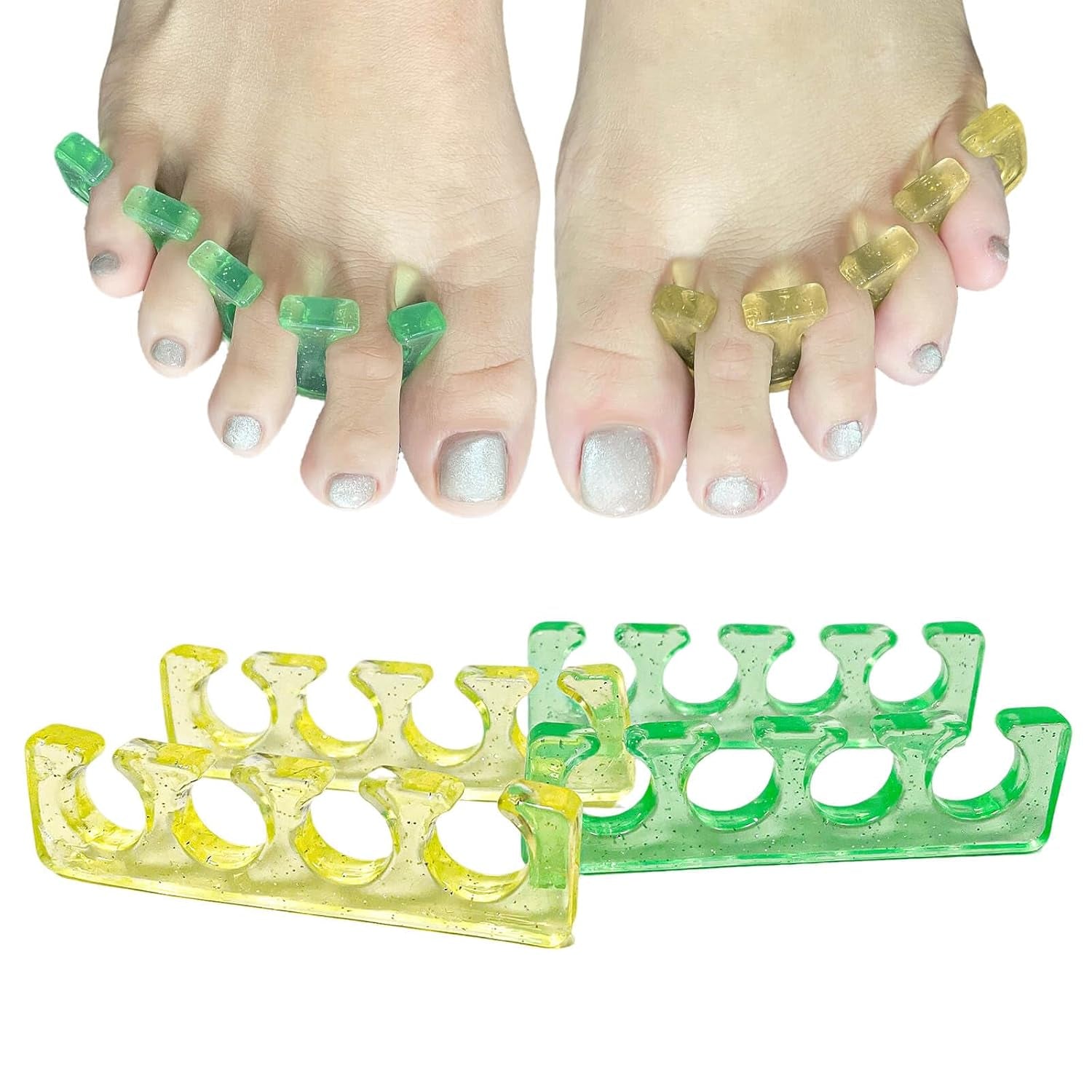 SUNFATT Toe Separators for Pedicure,Toe Separators for Women,Pedicure Toe Spacers for Separating Toenails or Nails,Easy Finger and Toenail Polish Grooming,Soft Gel Toe Spacers Pedicure Kit.