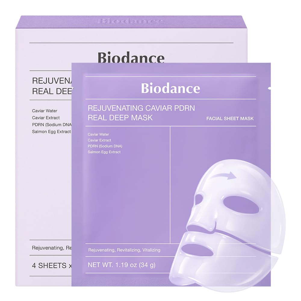 BIODANCE Rejuvenating Caviar PDRN Real Deep Mask, Overnight Hydrogel Face Mask, Skin Firming, Radiance, Enhancing Skin Recovery, Korean Skin Care, Mothers Day Gifts | 1.19Oz(34G) X 4Ea