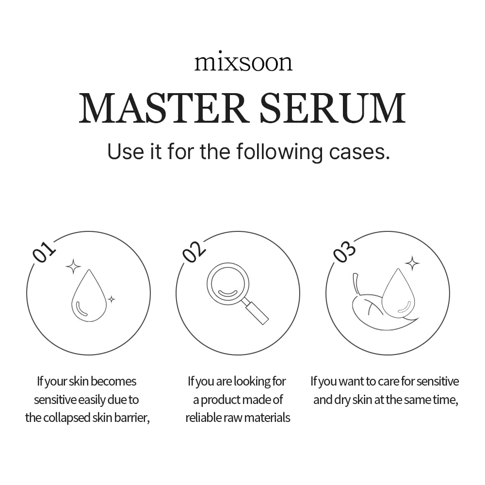 Mixsoon Master Serum Moisturizing Serum-Intensive Moisturizing and Revitalizing for Face, Lightweight Formula for Radiant 30Ml / 1.01 Fl.Oz. Korean Glass Skin Care