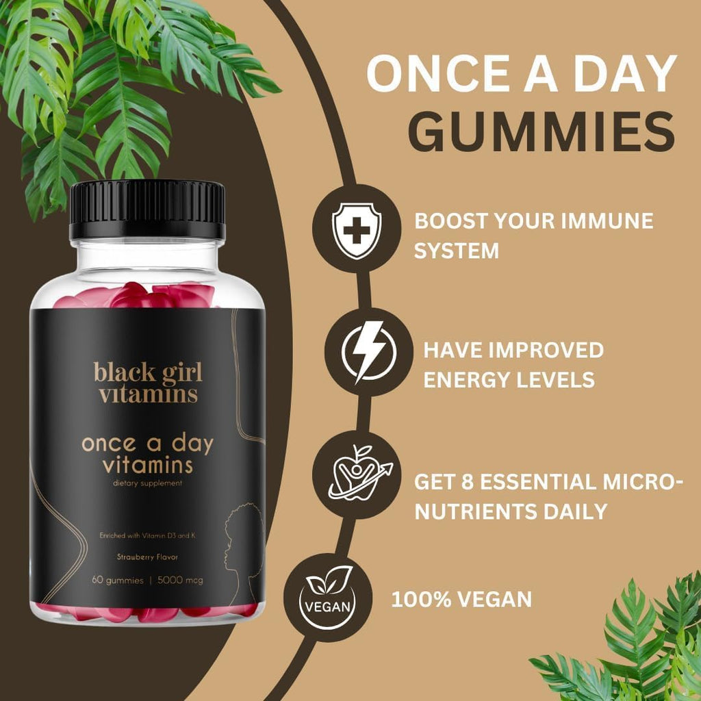 Black Girl Vitamins Look Good Feel Good Bundle – Hair Skin & Nails, Vitamin D3 2000IU & Once a Day Multivitamin - Women'S Supplement Bundle – Energy, Immunity & Beauty Support