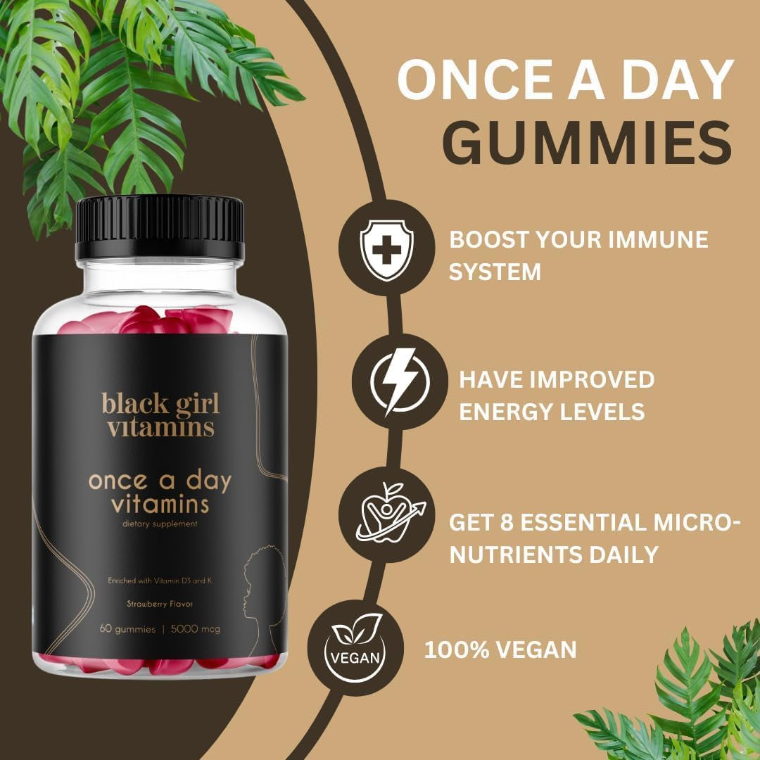 Black Girl Vitamins Look Good Feel Good Bundle – Hair Skin & Nails, Vitamin D3 2000IU & Once a Day Multivitamin - Women'S Supplement Bundle – Energy, Immunity & Beauty Support