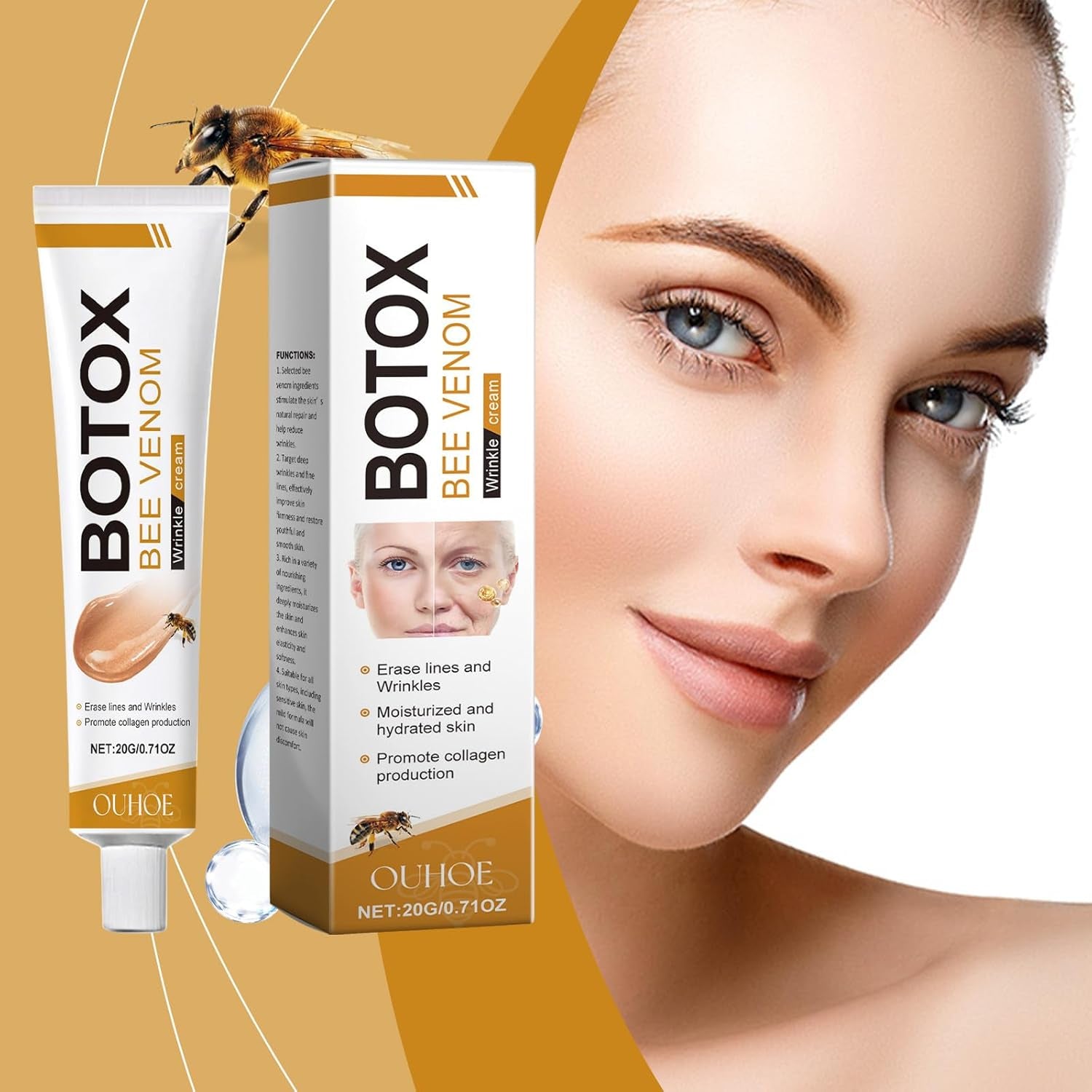 Botox Bee Venom Wrinkle Removal Cream, Natural Moisturiser Firming & Wrinkle-Reducing Deeply Nourishes Face Skin.