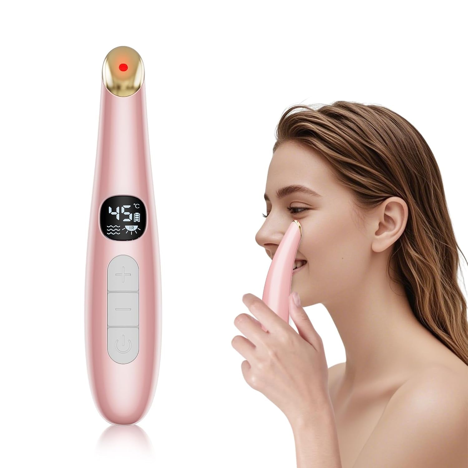 Eye Lift Wand, 98°F to 113°F Eye Heat Wand, Eye Massager for Dry Eyes, Dark Circles and Puffiness, Eye Lifting Device for Fine Lines, Champagne Gold