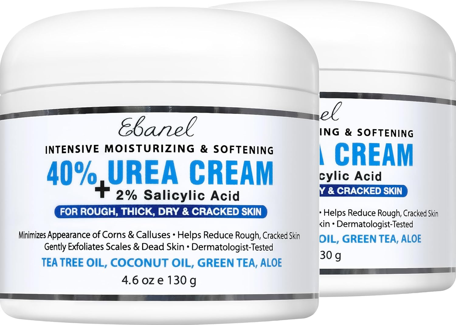 Ebanel Urea Cream 40% plus Salicylic Acid 2%, Foot Cream for Dry Cracked Heels Feet Knees Elbows Hands, Foot Dead Skin Cuticle Callus Remover Toenail Softener, Keratolytic Skin Barrier Repair