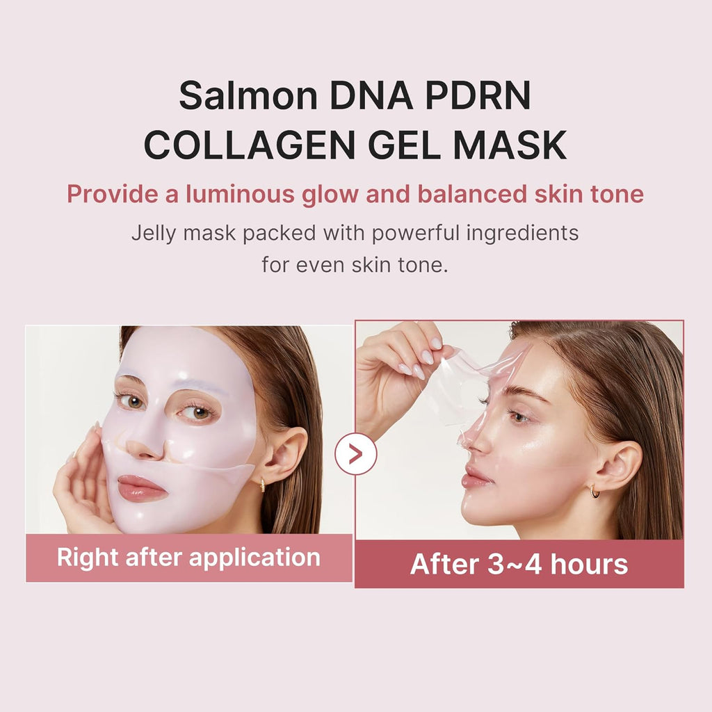 Medicube Jelly Gel Mask with Salmon DNA PDRN Pink Collagen | Overnight Face Mask for Glass Glow Skin | Elasticity, Hydrating, Firming and Moisturizing | Korean Skincare, 28G X 4Ea