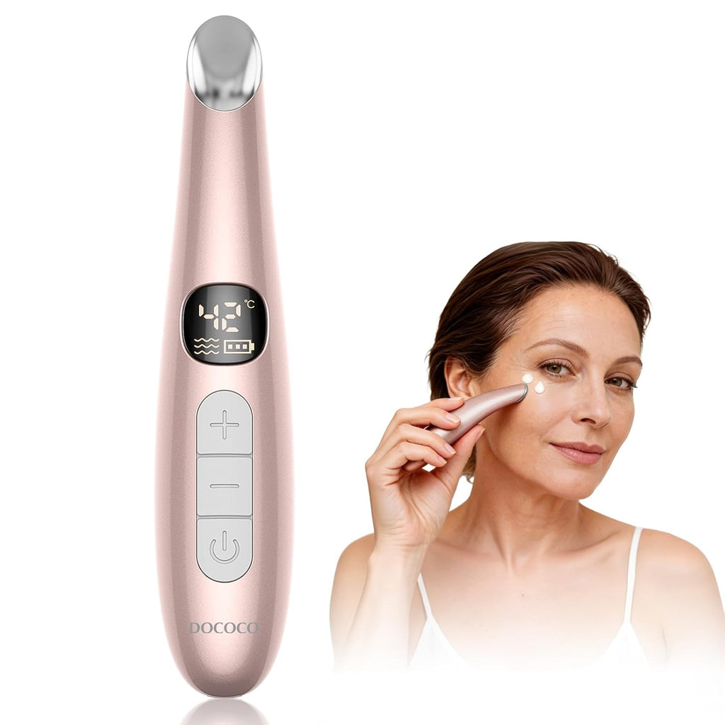 Eye Lift Wand, 98°F to 113°F Eye Heat Wand, Eye Massager for Dry Eyes, Dark Circles and Puffiness, Eye Lifting Device for Fine Lines, Champagne Gold