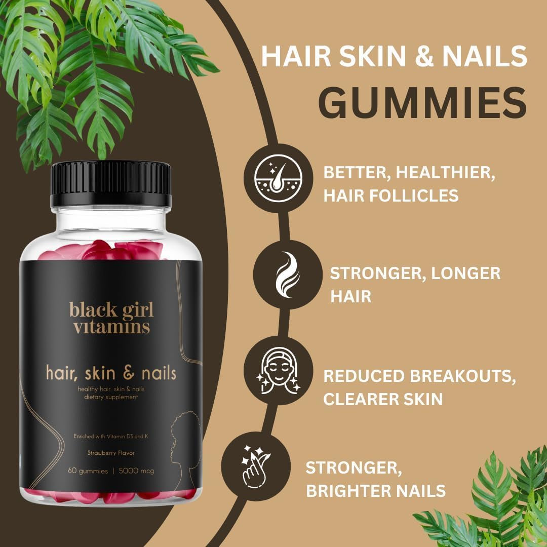 Black Girl Vitamins Look Good Feel Good Bundle – Hair Skin & Nails, Vitamin D3 2000IU & Once a Day Multivitamin - Women'S Supplement Bundle – Energy, Immunity & Beauty Support