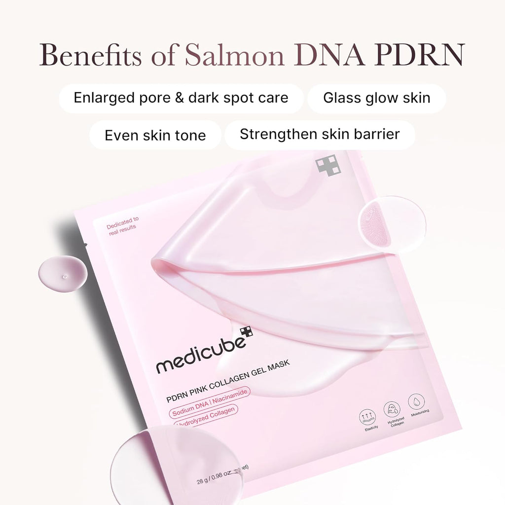 Medicube Jelly Gel Mask with Salmon DNA PDRN Pink Collagen | Overnight Face Mask for Glass Glow Skin | Elasticity, Hydrating, Firming and Moisturizing | Korean Skincare, 28G X 4Ea